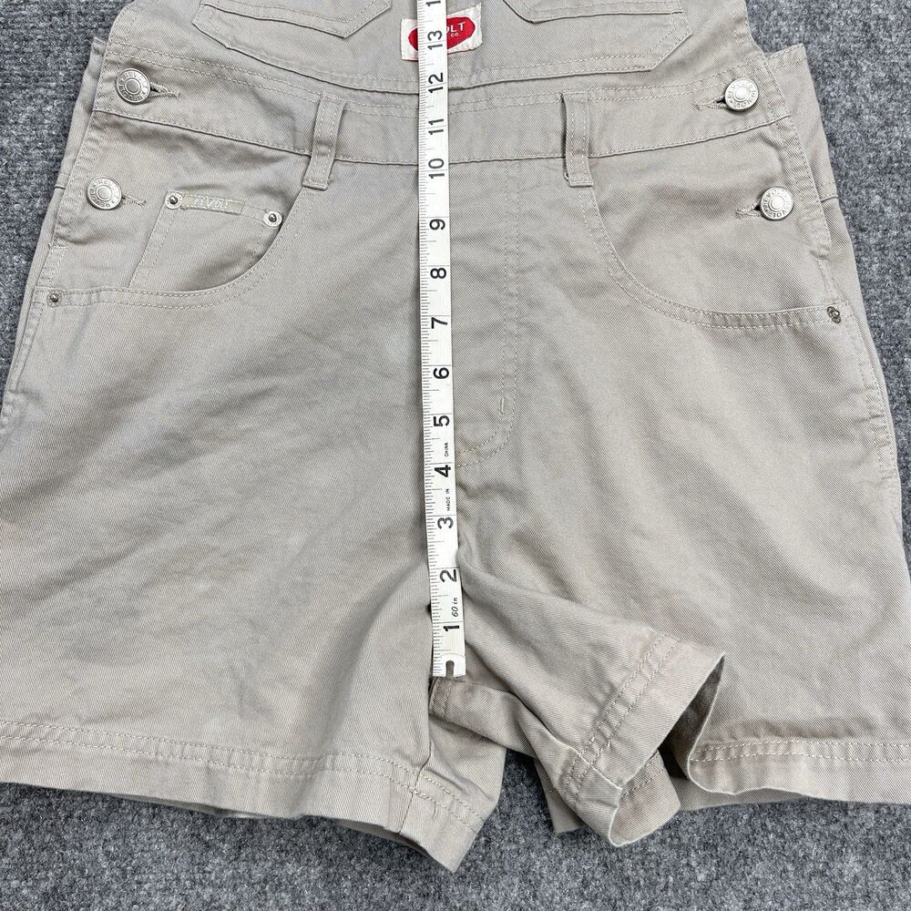 Revolt Overall Shorts Womens Small Tan Khaki Bib Shortalls Utility Vintage 90s - Picture 9 of 11